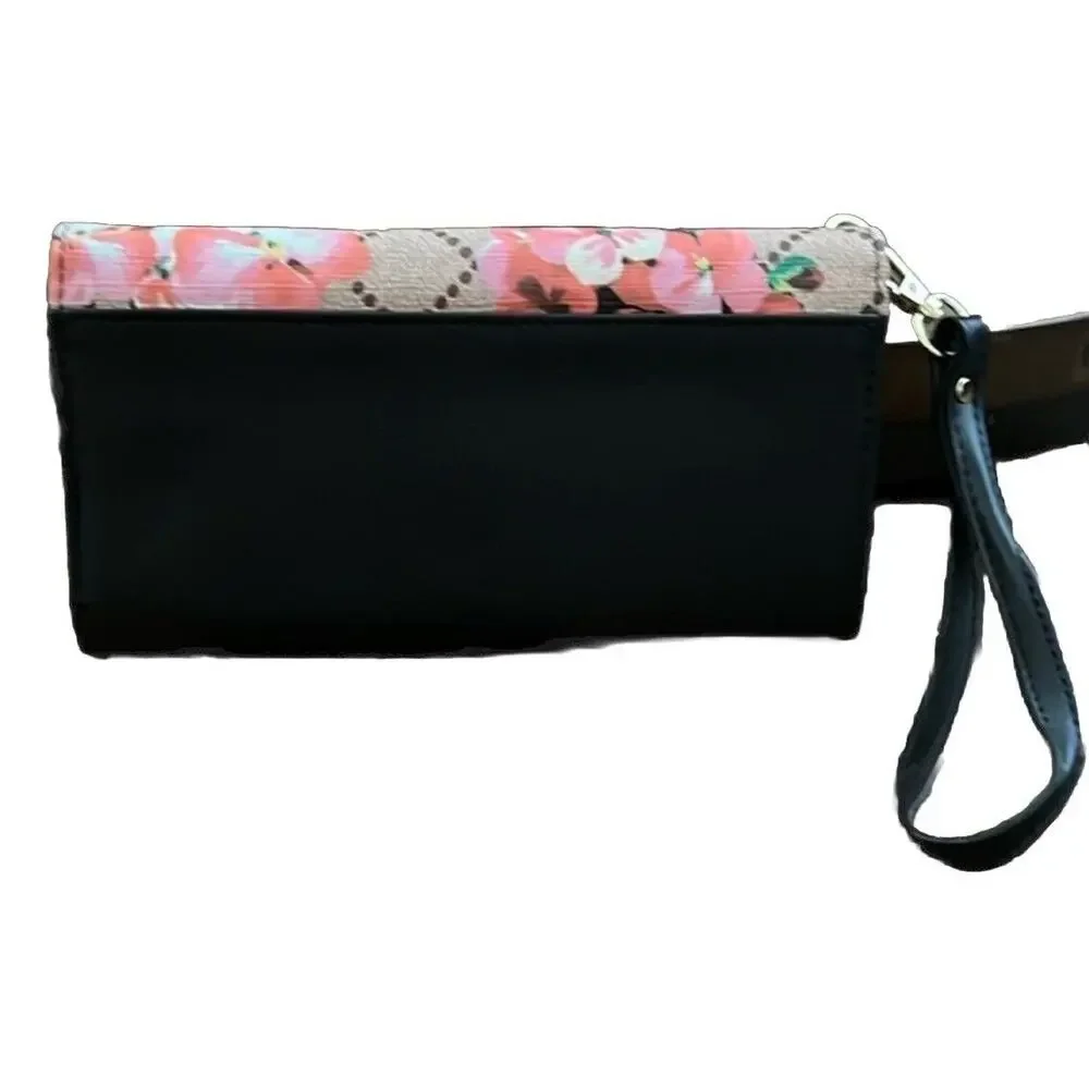 AR New York Women’s Black Floral Print Wallet Faux Leather NWT NEW Colorful 1